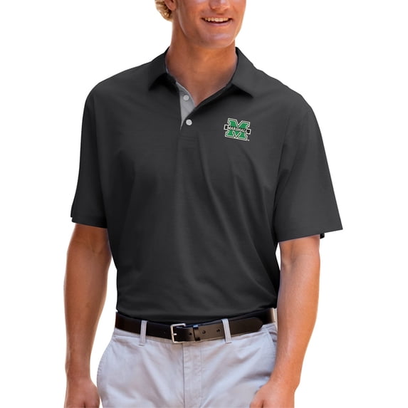 Men's Black Marshall Thundering Herd Vansport Pro Signature Polo