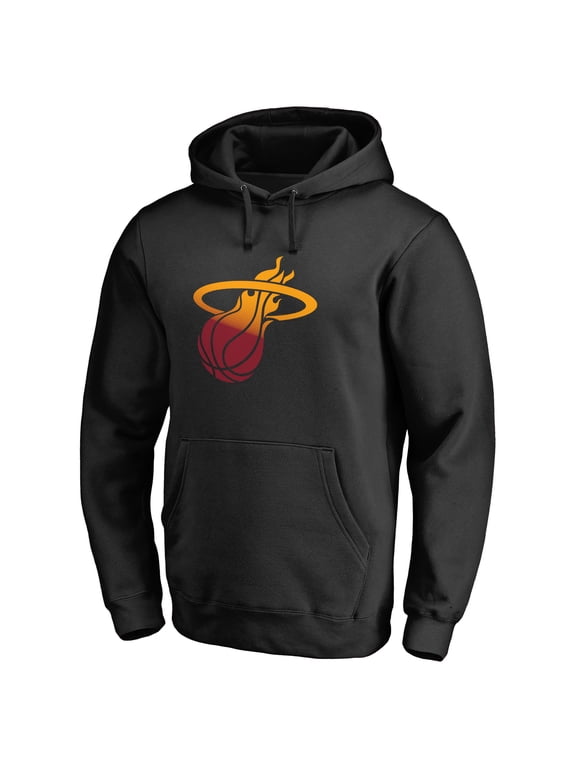 Men's Black Miami Heat Gradient Logo Pullover Hoodie
