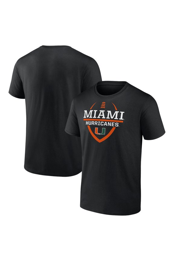 Men's Black Miami Hurricanes Football Fan T-Shirt