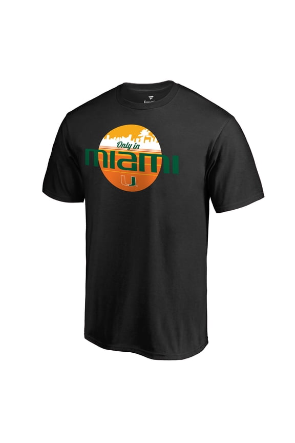 Men's Black Miami Hurricanes Only In Miami T-Shirt