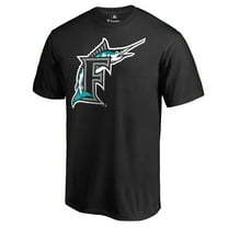 Men's Black Miami Marlins Cooperstown Collection Forbes T-Shirt