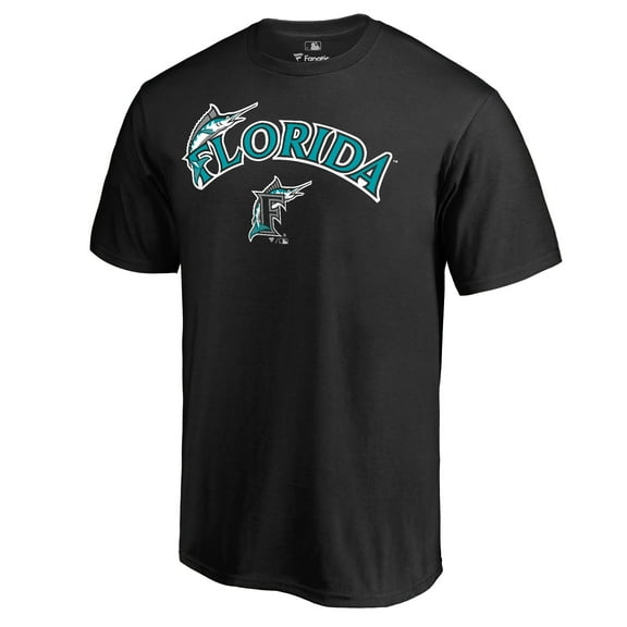 Men's Black Miami Marlins Cooperstown Collection Wahconah T-Shirt