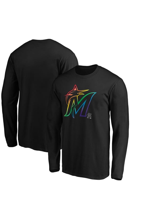 Men's Black Miami Marlins Team Pride Logo Long Sleeve T-Shirt