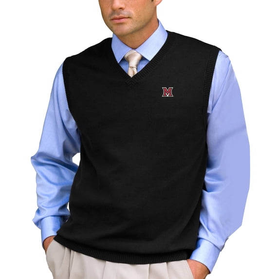 Men's Black Miami University RedHawks Milano Knit Sweater Vest