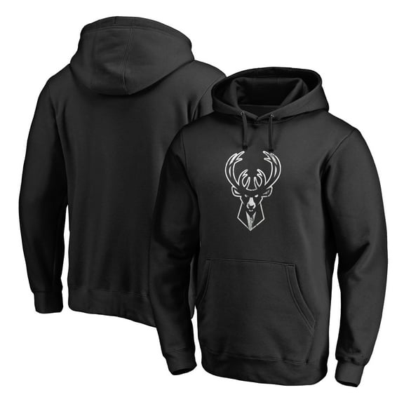 Men's Black Milwaukee Bucks Marble Logo Pullover Hoodie