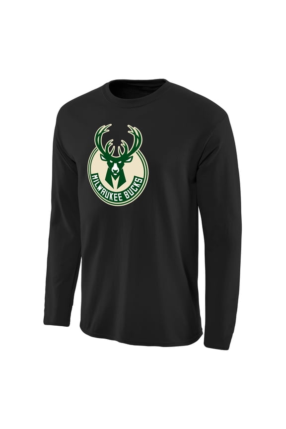 Men's Black Milwaukee Bucks Primary Logo II Long Sleeve T-Shirt