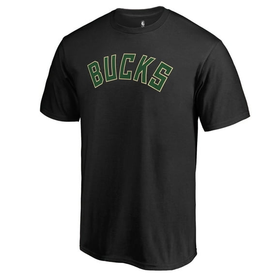 Men's Black Milwaukee Bucks Primary Wordmark T-Shirt