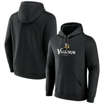 Men's Black Minnesota Vikings Primary Logo Team Lockup Fitted Pullover Hoodie