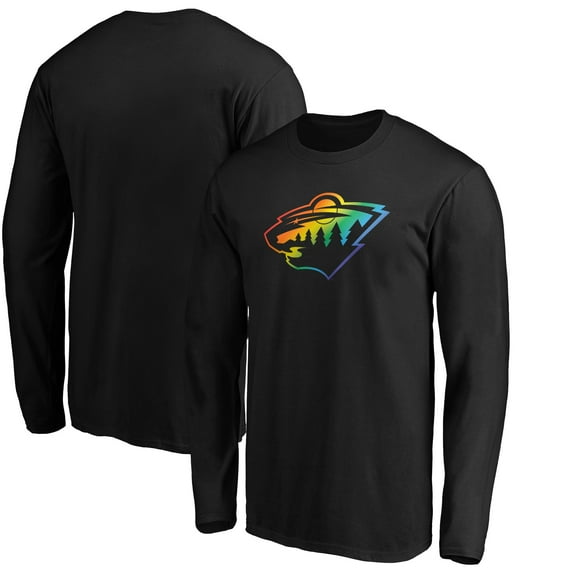 Men's Black Minnesota Wild Team Pride Logo Long Sleeve T-Shirt