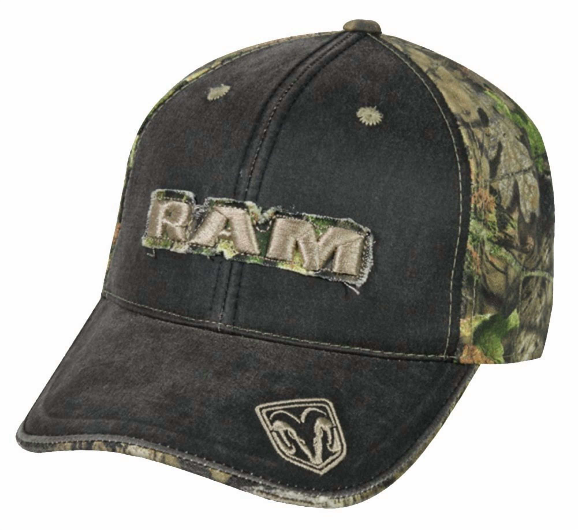Men's Black Mossy Oak Break-Up Frayed Dodge Ram Logo Hat/Cap, RAM05A
