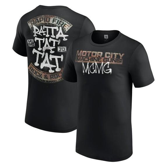 Men's Black Motor City Machine Guns Rapid Fire Rock N' Roll T-Shirt