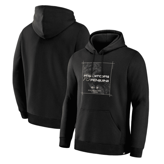 Men's Black Nashville Predators vs. Pittsburgh Penguins 2025 NHL Global Series Matchup Legacy Hoodie