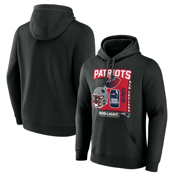 Men's Black New England Patriots Bud Light Pullover Hoodie