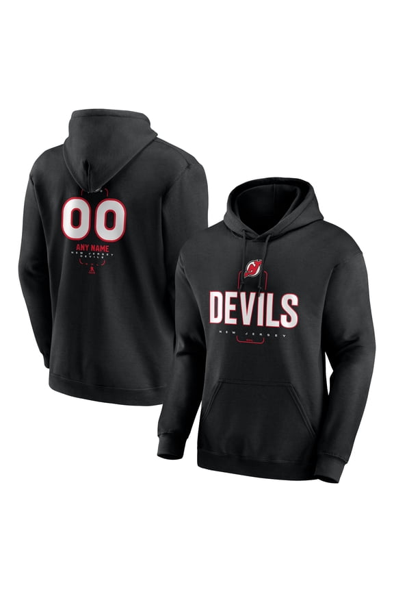 Men's Black New Jersey Devils Personalized Name & Number Midfielder Pullover Hoodie