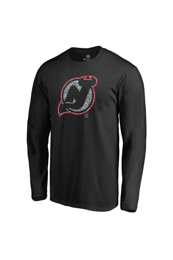 Men's Black New Jersey Devils Static Logo Long Sleeve T-Shirt