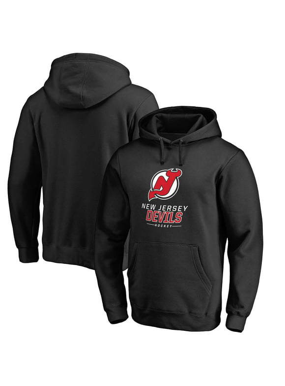 Men's Black New Jersey Devils Team Lockup Fitted Pullover Hoodie