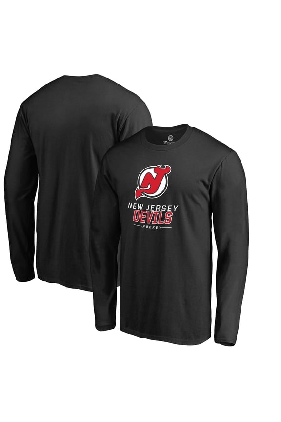 Men's Black New Jersey Devils Team Lockup Long Sleeve T-Shirt