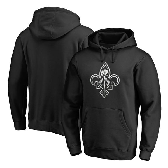Men's Black New Orleans Pelicans Marble Logo Pullover Hoodie