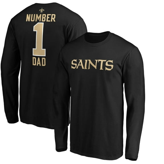 Men's Black New Orleans Saints #1 Dad Long Sleeve Team Logo T-Shirt