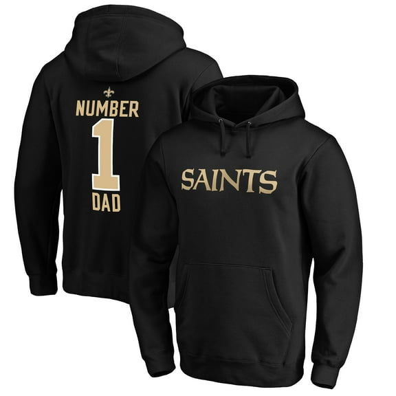 Men's Black New Orleans Saints #1 Dad Pullover Hoodie