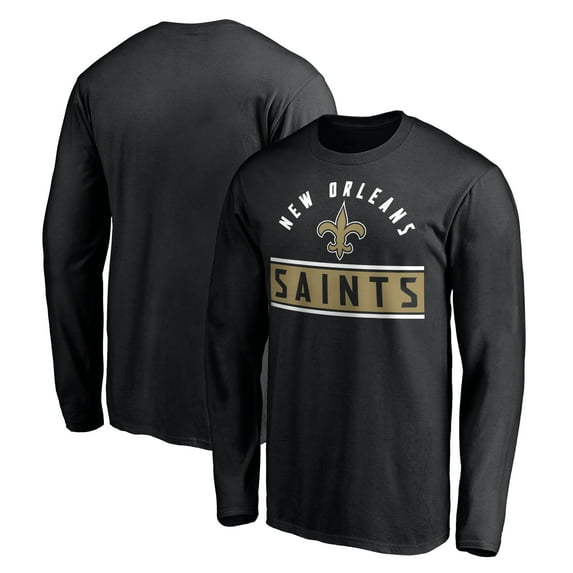 Men's Black New Orleans Saints Team Arch Knockout Long Sleeve T-Shirt