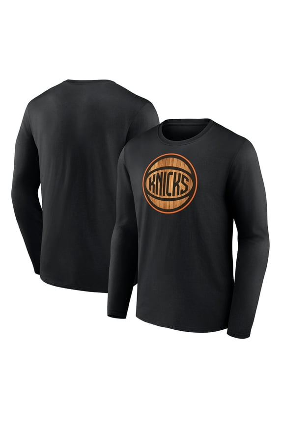 Men's Black New York Knicks Hardwood Long Sleeve T-Shirt