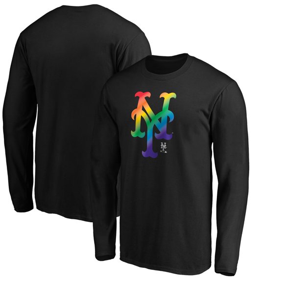 Men's Black New York Mets Team Pride Logo Long Sleeve T-Shirt
