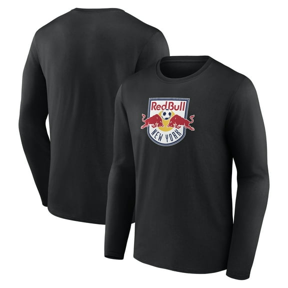 Men's Black New York Red Bulls Official Logo Long Sleeve T-Shirt