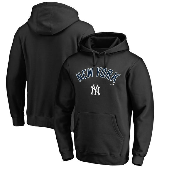 Men's Black New York Yankees Team Lockup Fitted Pullover Hoodie