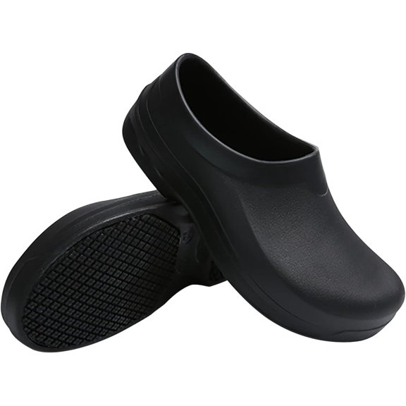 Men's Black Non Slip Work Clogs - Professional Chef, Nurse & Gardener Shoes - , Oil Resistant, Comfortable & Breathable - Size 5-11