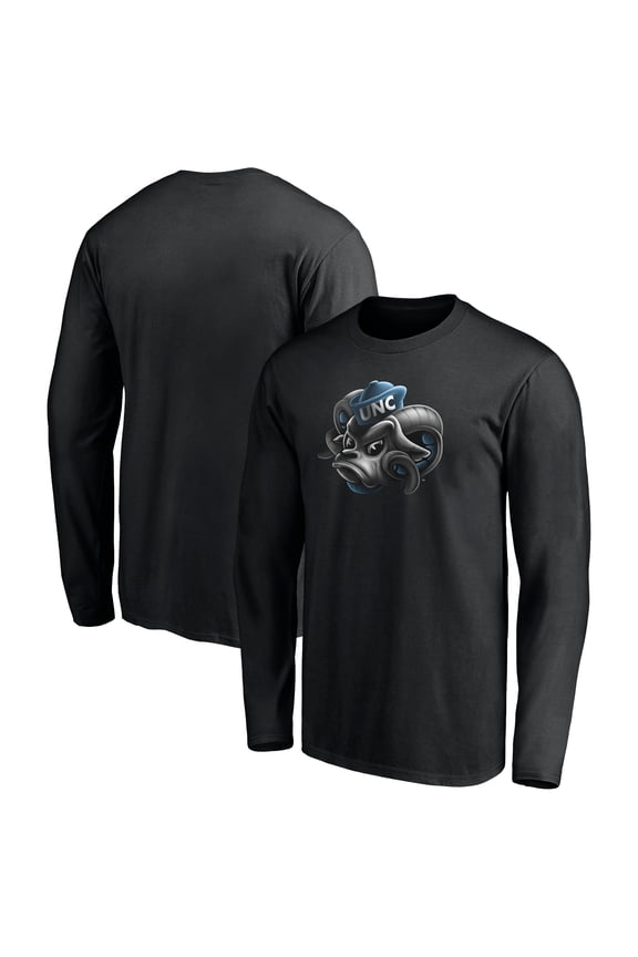 Men's Black North Carolina Tar Heels Midnight Mascot Long Sleeve T-Shirt