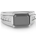 thumbnail image 1 of Men's Black Onyx Diamond Channel Ring In Solid 14k White Gold, 1 of 6