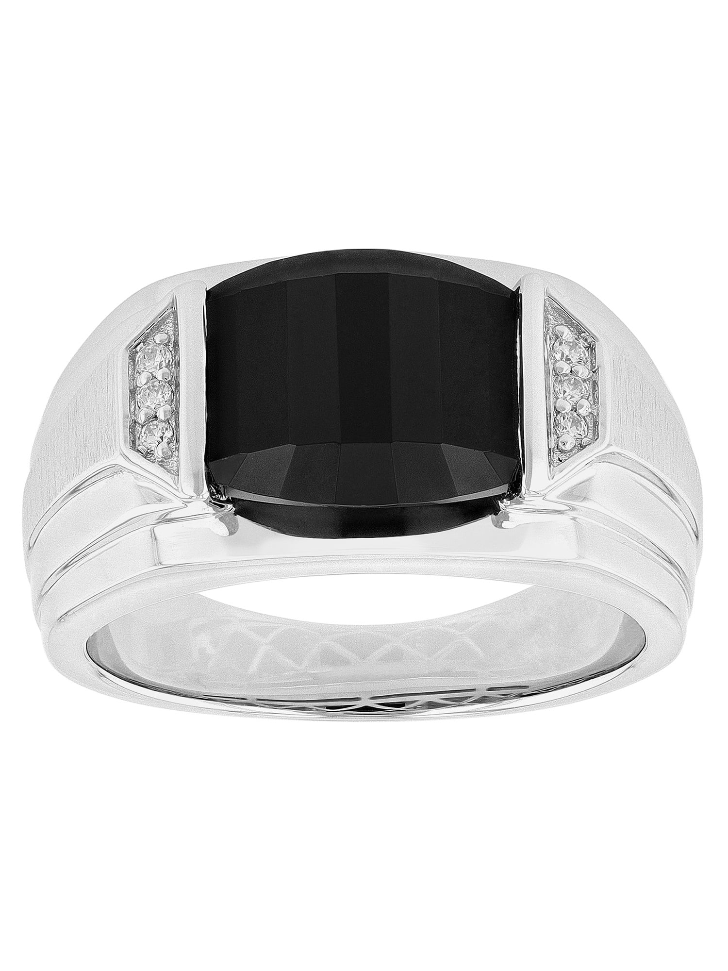 Sociaal Specialiteit bank Men's Black Onyx and Simulated Diamond Ring in .925 Sterling Silver -  Walmart.com
