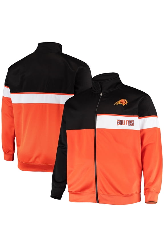 Men's Black/Orange Phoenix Suns Big & Tall Pieced Body Full-Zip Track Jacket