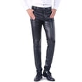 thumbnail image 1 of Men's Black PU Leather Pants Slim Fit&nbsp; Classic Pocket Stretchy Business Casual Trousers Daily Wear, 1 of 5