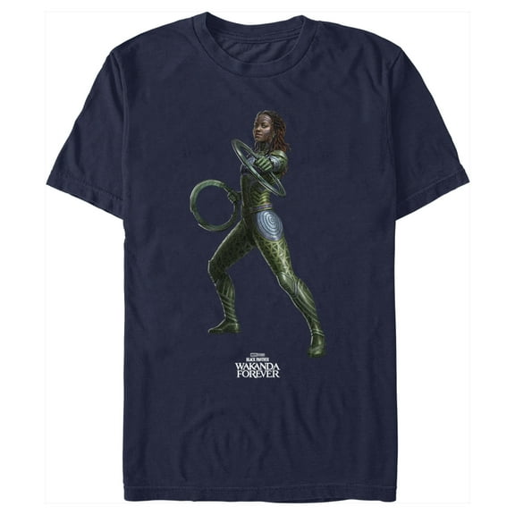 Men's Black Panther: Wakanda Forever Nakia Rings  Graphic Tee Navy Blue Small