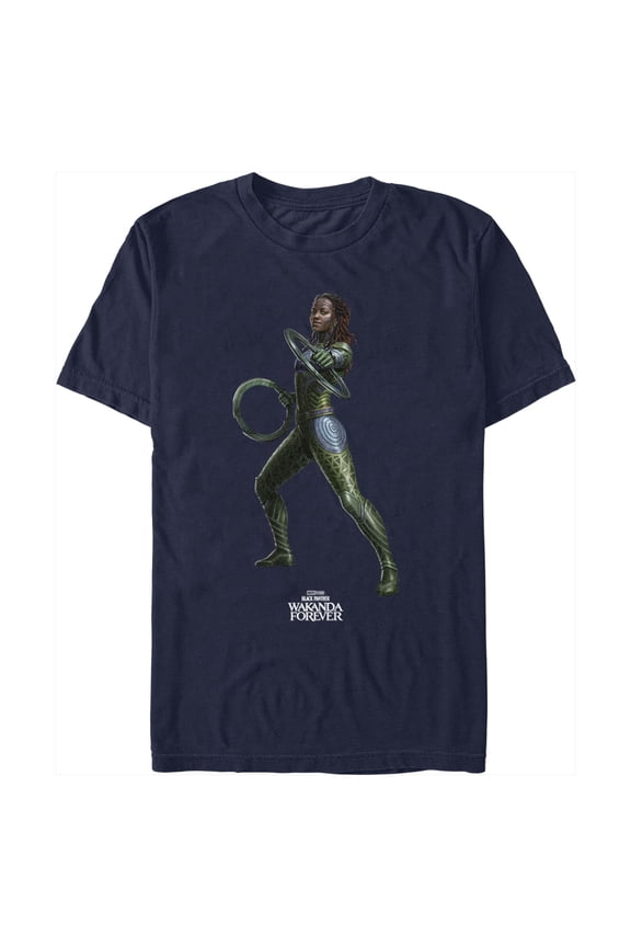Men's Black Panther: Wakanda Forever Nakia Rings Graphic Tee Navy Blue Small