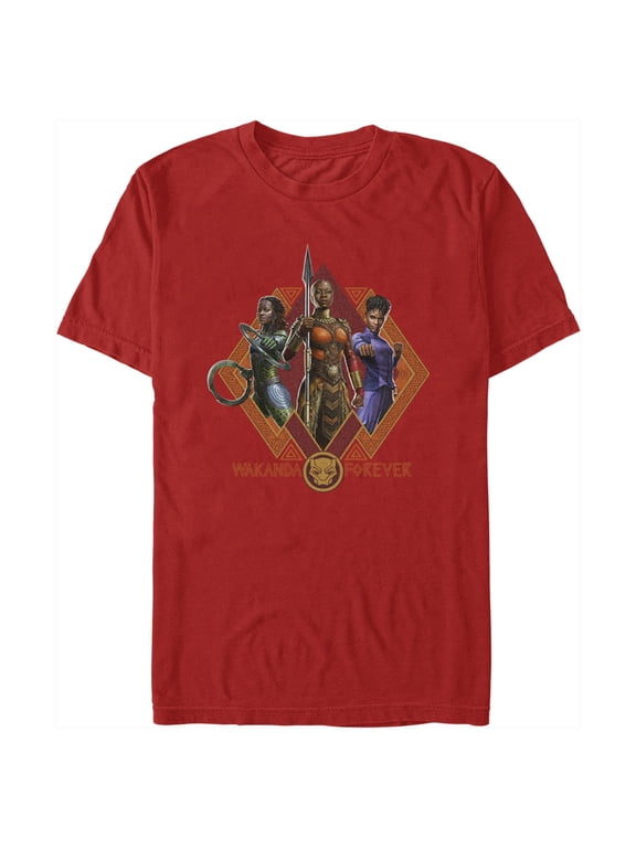 Men's Black Panther: Wakanda Forever Okoye Shuri and Nakia Portraits Graphic Tee Red 3X Large