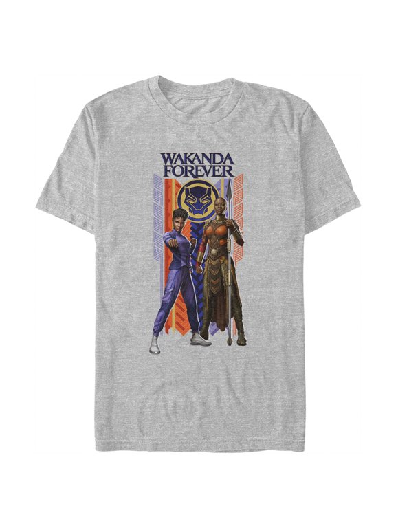 Men's Black Panther: Wakanda Forever Shuri and Okoye Movie Logo Graphic Tee Athletic Heather Large