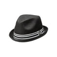 thumbnail image 1 of Men's Black Paper Depp Classic Fedora Hat w/ Striped Brim Size (S/M), 1 of 2