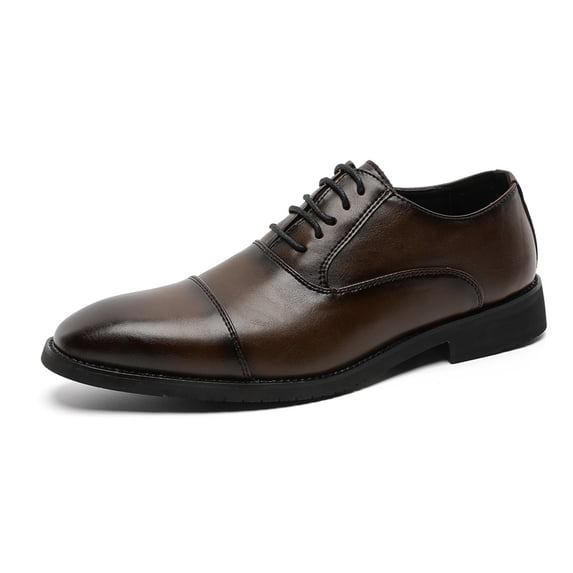 Men's Black Patent Leather Cap-Toe Oxford Formal Dress Shoes