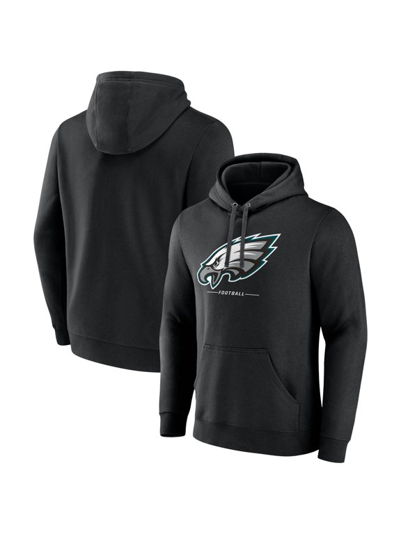 Men's Black Philadelphia Eagles Logo Team Lockup Fitted Pullover Hoodie