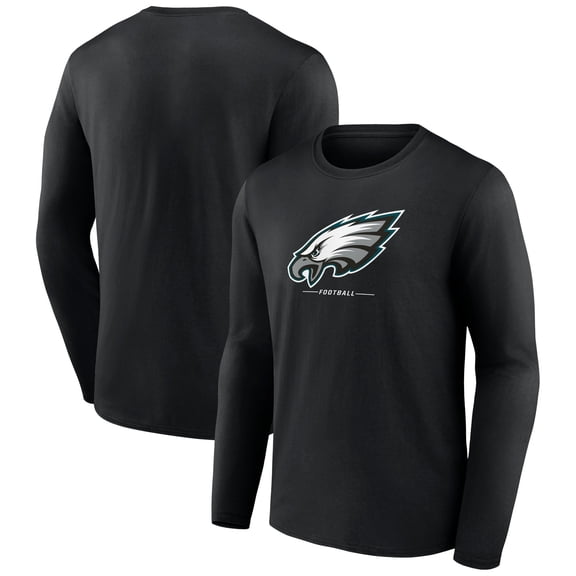 Men's Black Philadelphia Eagles Logo Team Lockup Long Sleeve T-Shirt