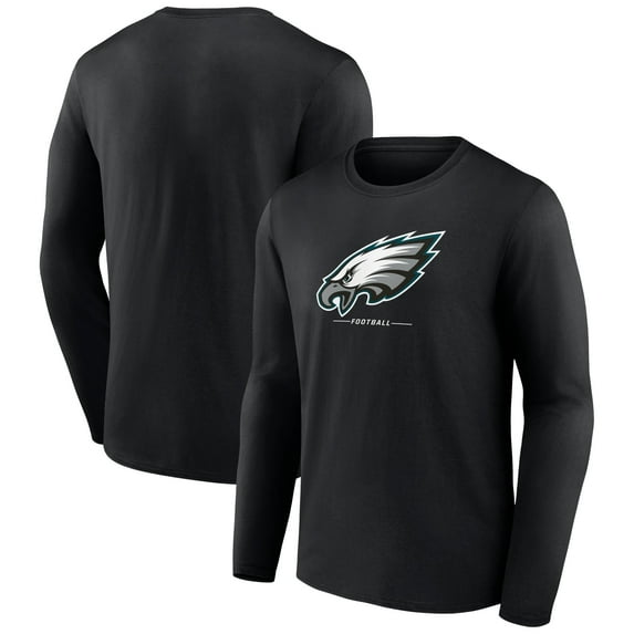 Men's Black Philadelphia Eagles Logo Team Lockup Long Sleeve T-Shirt