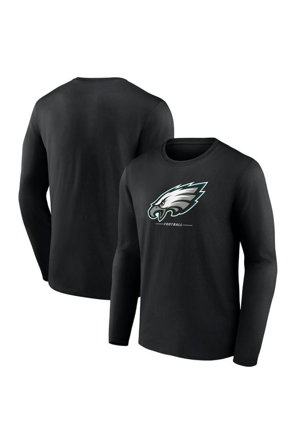 Men's Black Philadelphia Eagles Logo Team Lockup Long Sleeve T-Shirt