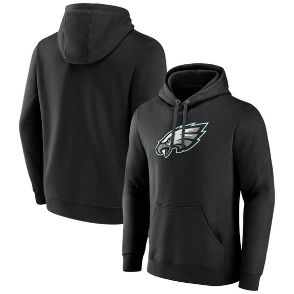 Men's Black Philadelphia Eagles Primary Team Logo Fitted Pullover Hoodie