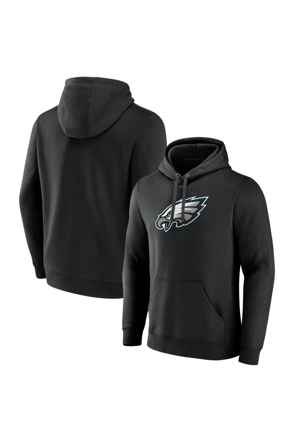 Men's Black Philadelphia Eagles Primary Team Logo Fitted Pullover Hoodie