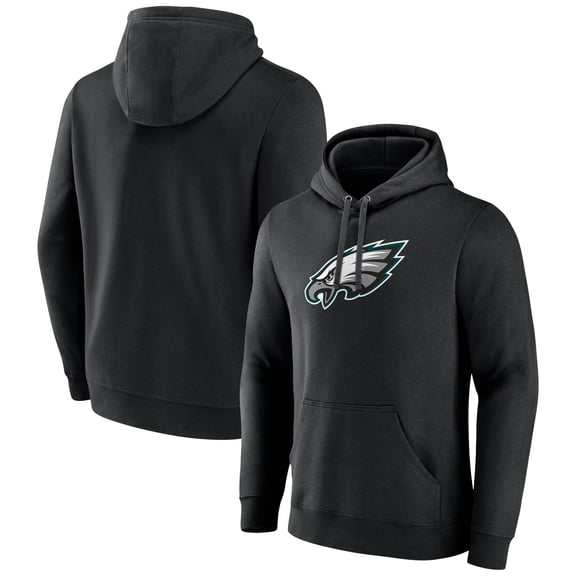 Men's Black Philadelphia Eagles Primary Team Logo Fitted Pullover Hoodie