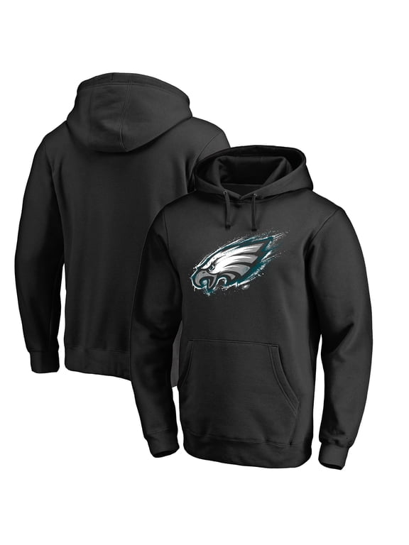 Men's Black Philadelphia Eagles Splatter Logo Pullover Hoodie
