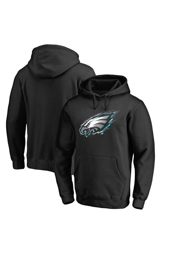Men's Black Philadelphia Eagles Splatter Logo Pullover Hoodie